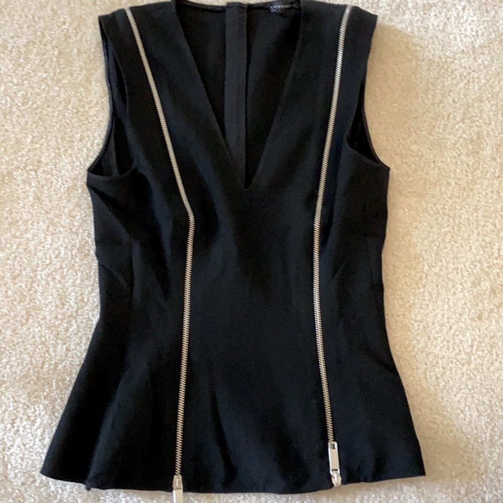 Zara, Black Top with Zippers, XS, Never Worn